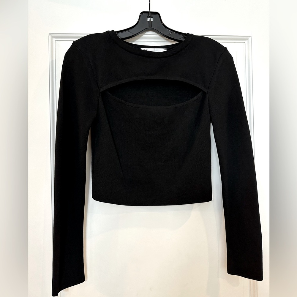 Zara cut out long sleeve crop top - Picture 2 of 6